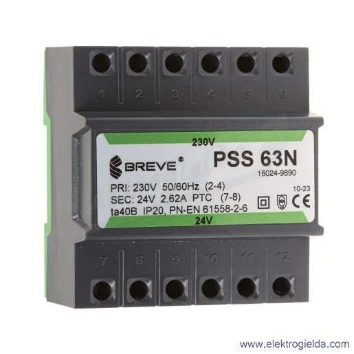Transformator bezpieczeństwa w obudowie 16024-9890 PSS 60N NEW 230/24V montaż na szynie DIN Transformator bezpieczeństwa w obudowie 16024-9890 PSS 60N NEW 230/24V montaż na szynie DIN