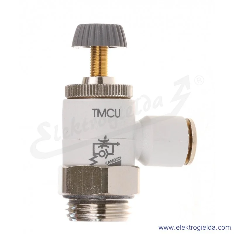 Zawór dławiąco- zwrotny TMCU 978-1/2-10, G1/2, Fi 10, 0.5-10 Bar, 1200 l/min, dławienie na wylocie, regulacja śrubą radełkowaną 