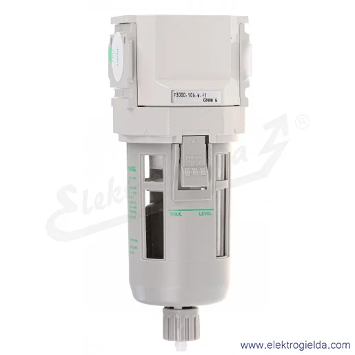 Filtr powietrza F3000-10G-W-F1, G3/8, 5 µm, 10 Bar, 3000 l/min, automatyczny spust kondensatu NC Filtr powietrza F3000-10G-W-F1, G3/8, 5 µm, 10 Bar, 3000 l/min, automatyczny spust kondensatu NC