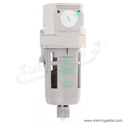 Filtr powietrza F3000-10G-W-F1, G3/8, 5 µm, 10 Bar, 3000 l/min, automatyczny spust kondensatu NC Filtr powietrza F3000-10G-W-F1, G3/8, 5 µm, 10 Bar, 3000 l/min, automatyczny spust kondensatu NC