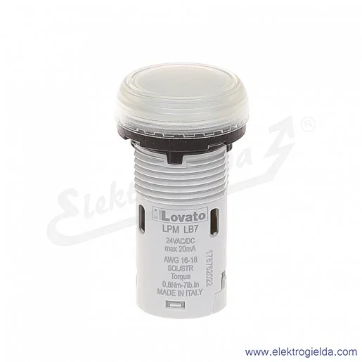 Lampka sygnalizacyjna LPMLB7 24VAC/DC przezroczysta, LED, jednoczęściowa IP66 Lampka sygnalizacyjna LPMLB7 24VAC/DC przezroczysta, LED, jednoczęściowa IP66