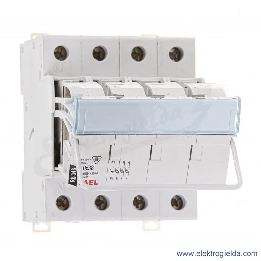 Rozłącznik bezpiecznikowy 005848 RB 348 cylindryczny 3P+N 10x38mm Rozłącznik bezpiecznikowy 005848 RB 348 cylindryczny 3P+N 10x38mm