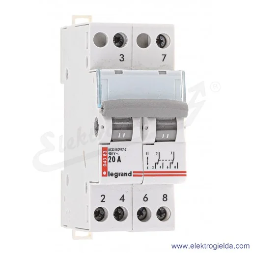 Przełącznik modułowy 004383 FR 312 1-2, 20A, 2P Przełącznik modułowy 004383 FR 312 1-2, 20A, 2P