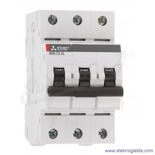 Wyłącznik instalacyjny 291989, BHW-T10, 3P, 6A, TYP C Wyłącznik instalacyjny 291989, BHW-T10, 3P, 6A, TYP C