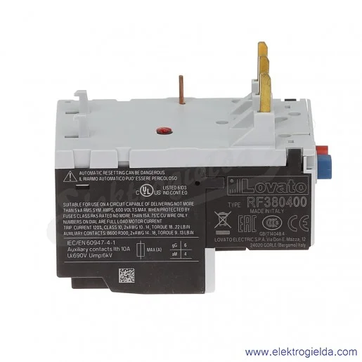 Przekaźnik termiczny RF380400 zakres regulacji 2,5-4A Przekaźnik termiczny RF380400 zakres regulacji 2,5-4A