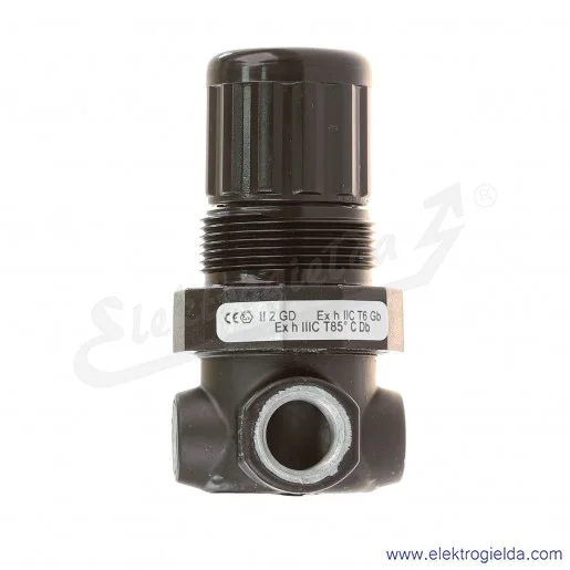 Reduktor R07-200-RNKG, G1/4, zakres regulacji ciśnienia 0,3-7 Bar, przepływ 900 l/min, bez manometru Reduktor R07-200-RNKG, G1/4, zakres regulacji ciśnienia 0,3-7 Bar, przepływ 900 l/min, bez manometru