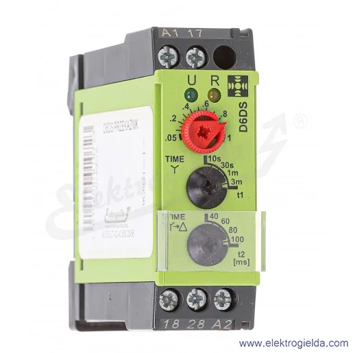 Przekaźnik czasowy jednofunkcyjny RPC-1ER-UNI 1P 12..240VAC/DC z niezależną regulacją czasów T1 i T2, funkcja ER Przekaźnik czasowy jednofunkcyjny RPC-1ER-UNI 1P 12..240VAC/DC z niezależną regulacją czasów T1 i T2, funkcja ER