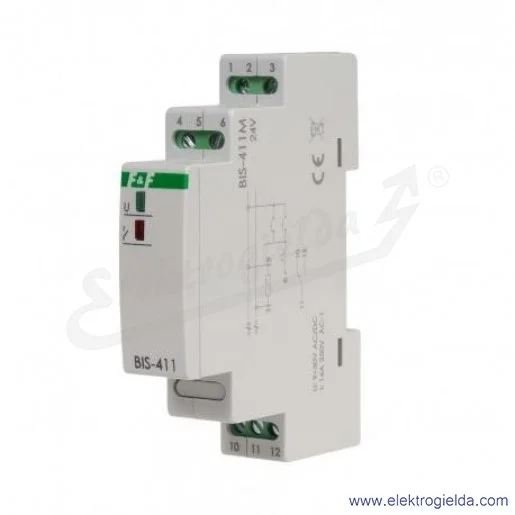 Przekaźnik impulsowy BIS-411M-LED, Un 230V, 1NO, max 16A Przekaźnik impulsowy BIS-411M-LED, Un 230V, 1NO, max 16A