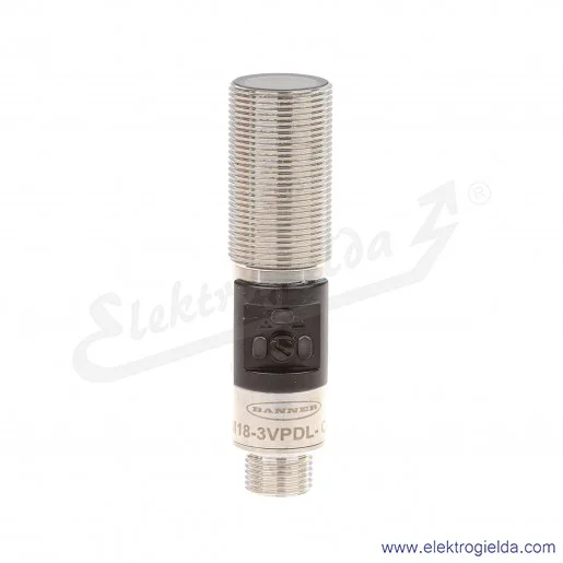 Czujnik odbiciowy 3088322 M18-3VPDL-Q8 zasięg 1..750mm, PNP, M12 4P, obudowa metalowa, zasilanie 10..30VDC Czujnik odbiciowy 3088322 M18-3VPDL-Q8 zasięg 1..750mm, PNP, M12 4P, obudowa metalowa, zasilanie 10..30VDC