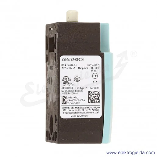Wyłącznik pozycyjny 3SE5232-0FC05 1NO1NC 400V, IP65 Wyłącznik pozycyjny 3SE5232-0FC05 1NO1NC 400V, IP65