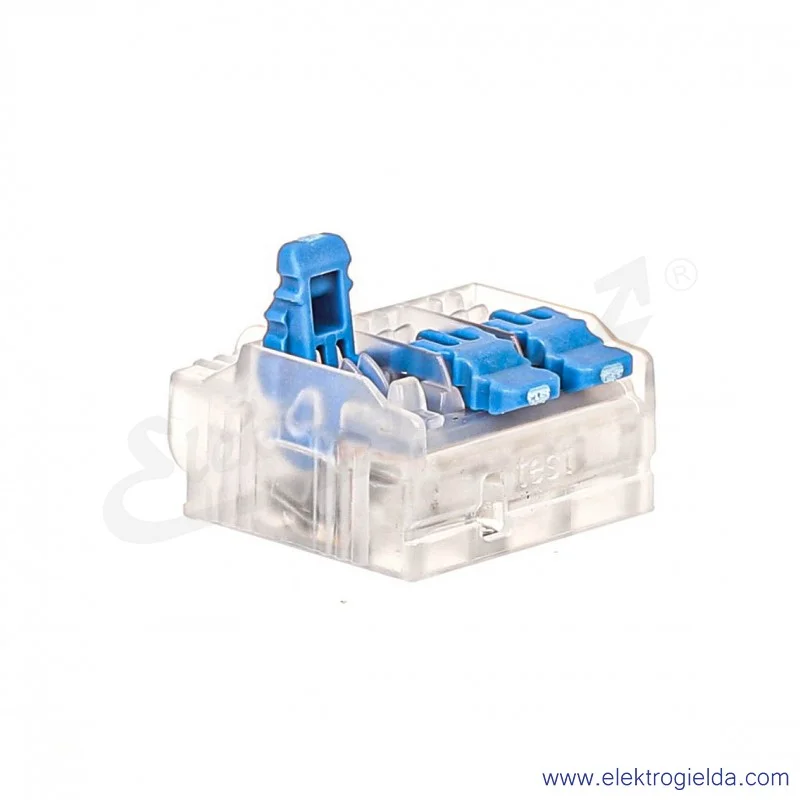 Szybkozłączka z dźwignią 88000313 SCL3 niebieska do drutów i linek 0.2-4mm2, 3 torowa Szybkozłączka z dźwignią 88000313 SCL3 niebieska do drutów i linek 0.2-4mm2, 3 torowa