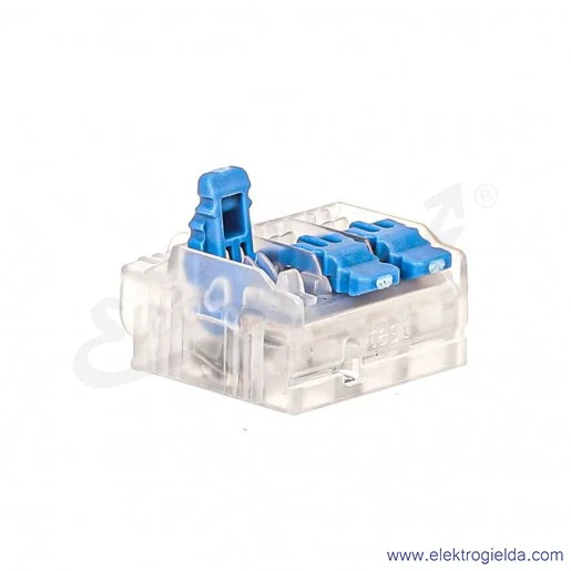 Szybkozłączka z dźwignią 88000313 SCL3 niebieska do drutów i linek 0.2-4mm2, 3 torowa Szybkozłączka z dźwignią 88000313 SCL3 niebieska do drutów i linek 0.2-4mm2, 3 torowa