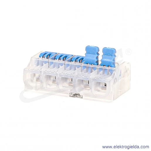 szybkozłączka z dźwignią 88000323 SCL5 niebieska, do drutów i linek 0.2-4mm2, 5 torowa szybkozłączka z dźwignią 88000323 SCL5 niebieska, do drutów i linek 0.2-4mm2, 5 torowa