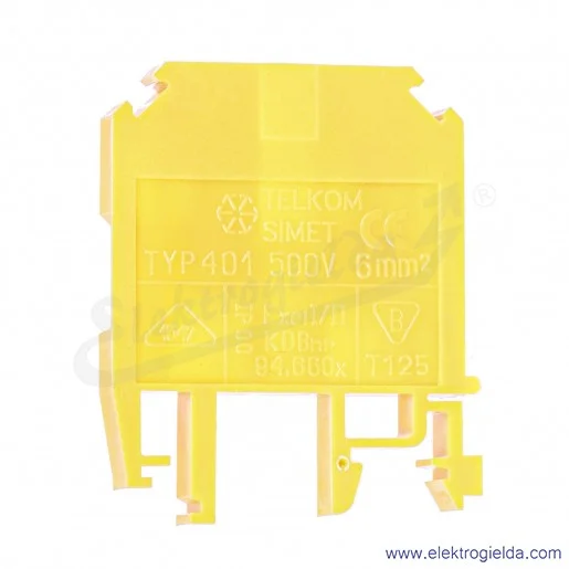 Złączka szynowa 12401312, ZUG 1-6,0 T-401, śrubowa, szara, 6mm2, 41A, 500V Złączka szynowa 12401312, ZUG 1-6,0 T-401, śrubowa, szara, 6mm2, 41A, 500V