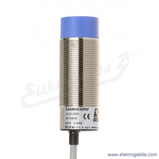 Czujnik pojemnościowy CANM3030RM PCPA 30R 20..230VAC, zasięg 30mm, NC, tuleja M30, czoło wystające, przewód 2m, długość 80mm Czujnik pojemnościowy CANM3030RM PCPA 30R 20..230VAC, zasięg 30mm, NC, tuleja M30, czoło wystające, przewód 2m, długość 80mm