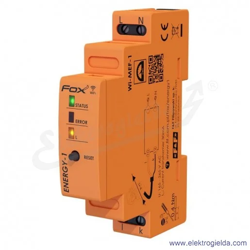 Monitor licznik zużycia energi WI-MEF-1-40 FOX 1 fazowy 40A Wi-Fi Energy 1 Monitor licznik zużycia energi WI-MEF-1-40 FOX 1 fazowy 40A Wi-Fi Energy 1