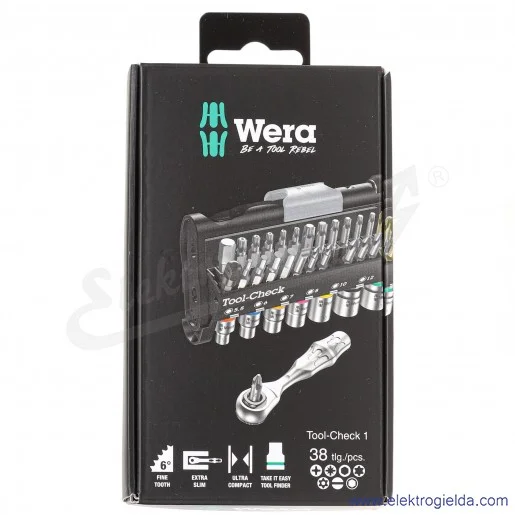 Zestaw z grzechotką 073220 TOOL CHECK 1SB + groty+ nasadki Zestaw z grzechotką 073220 TOOL CHECK 1SB + groty+ nasadki