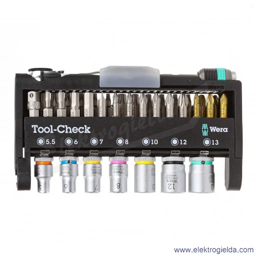 Zestaw z grzechotką 073220 TOOL CHECK 1SB + groty+ nasadki Zestaw z grzechotką 073220 TOOL CHECK 1SB + groty+ nasadki