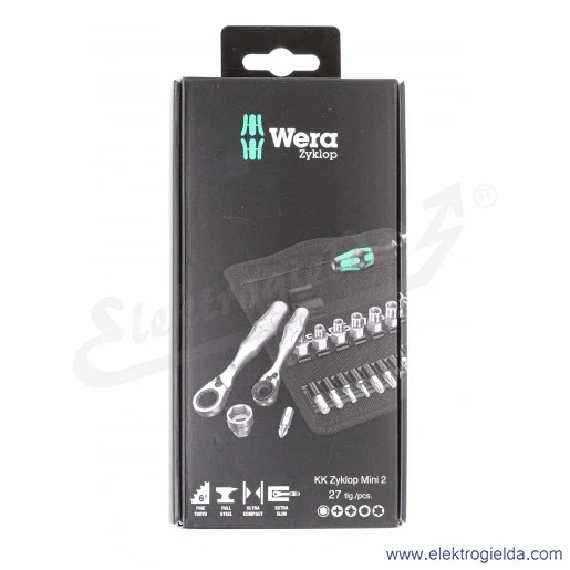 Zestaw z grzechotką 135918 Kompakt Zyklop mini 2 + bity + nasadki, 27 elementów Zestaw z grzechotką 135918 Kompakt Zyklop mini 2 + bity + nasadki, 27 elementów