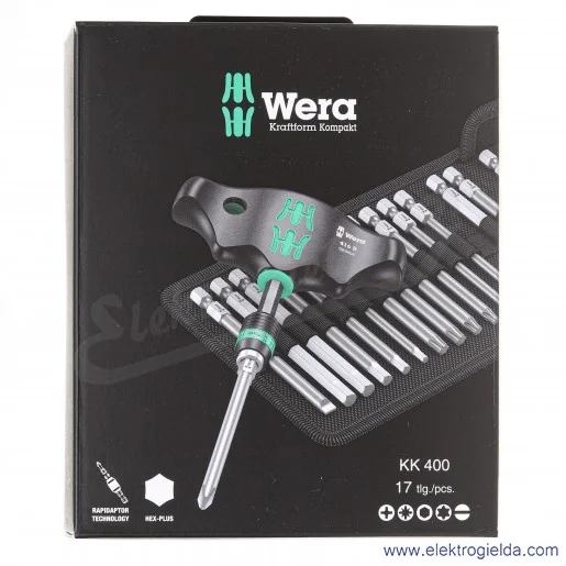 Zestaw wkrętaków 057470 Kraftform Kompakt 400 w etui bity L89mm+rękojeść z uchwytem szybkowymiennym Rapidator, 17-częściowy Zestaw wkrętaków 057470 Kraftform Kompakt 400 w etui bity L89mm+rękojeść z uchwytem szybkowymiennym Rapidator, 17-częściowy