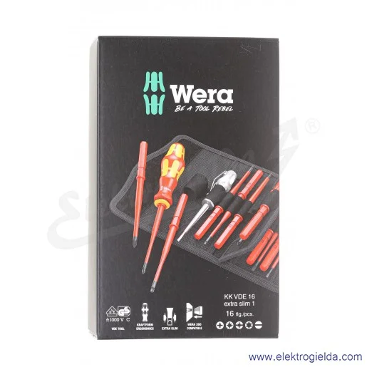 Zestaw wkrętaków 003484 KOMPAKT VDE 16 extra slim 1 zestaw + wymienne trzpienie slim, 16 częściowy Zestaw wkrętaków 003484 KOMPAKT VDE 16 extra slim 1 zestaw + wymienne trzpienie slim, 16 częściowy