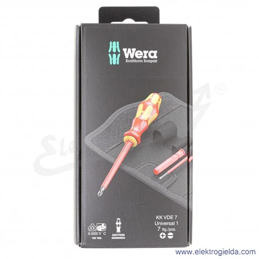 Zestaw wkrętaków 003470 KOMPAKT VDE 7 Universal1 rękojeść+ wymienne trzpienie, 7 częściowy zestaw Zestaw wkrętaków 003470 KOMPAKT VDE 7 Universal1 rękojeść+ wymienne trzpienie, 7 częściowy zestaw