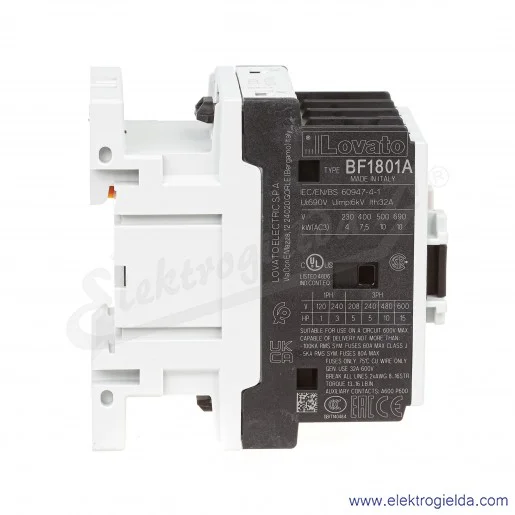 Stycznik BF18.01 napięcie cewki 230VAC, styki główne 3xNO + styk pomocniczy NC , 18A 7.5kW Stycznik BF18.01 napięcie cewki 230VAC, styki główne 3xNO + styk pomocniczy NC , 18A 7.5kW