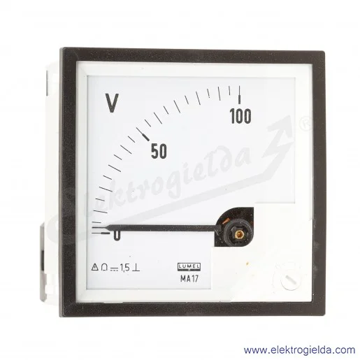 Woltomierz MA17 100VDC, wymiar zewnętrzny 72x72mm Woltomierz MA17 100VDC, wymiar zewnętrzny 72x72mm