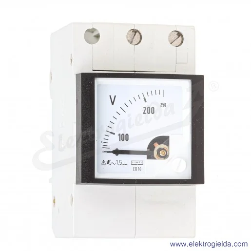 Miernik napięcia EB16N E61300000A0 50-250V, montaż na szynę DIN, wymiar zewnętrzny 45x85mm Miernik napięcia EB16N E61300000A0 50-250V, montaż na szynę DIN, wymiar zewnętrzny 45x85mm