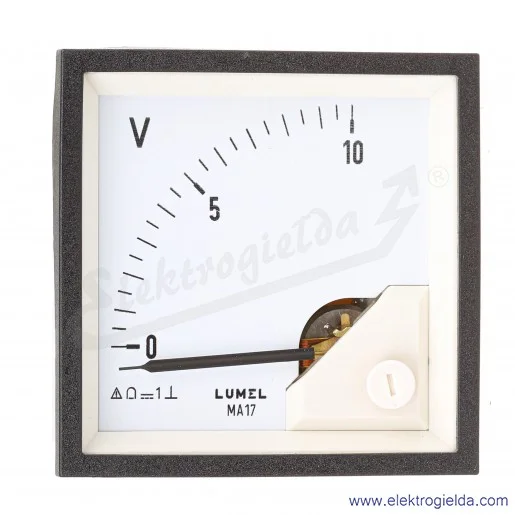 Woltomierz magnetoelektryczny MA17N 0-10VDC, wymiar zewnętrzny 72x72mm Woltomierz magnetoelektryczny MA17N 0-10VDC, wymiar zewnętrzny 72x72mm