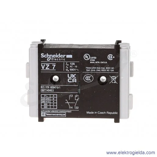 Styk pomocniczy VZ7 NO/NC, do rozłącznika Styk pomocniczy VZ7 NO/NC, do rozłącznika
