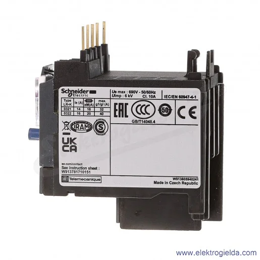 Przekaźnik termiczny LR2K 0322 12-16A, montaż bezpośredni, klasa 10 Przekaźnik termiczny LR2K 0322 12-16A, montaż bezpośredni, klasa 10