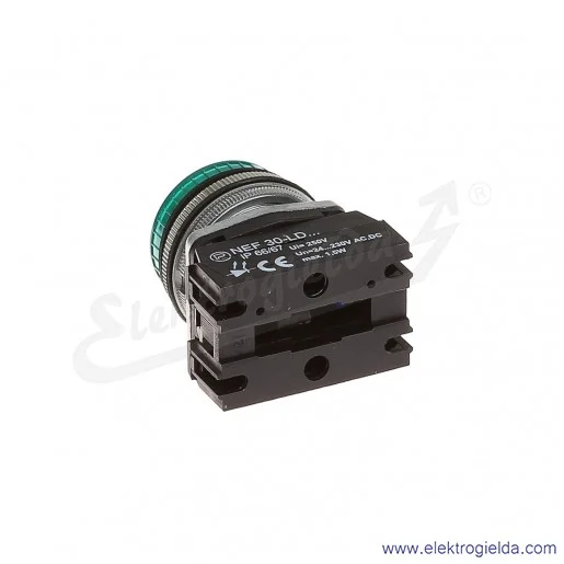 Lampka sygnalizacyjna NEF30 LDz 24-240V AC/DC zielona klosz płaski 30mm Lampka sygnalizacyjna NEF30 LDz 24-240V AC/DC zielona klosz płaski 30mm