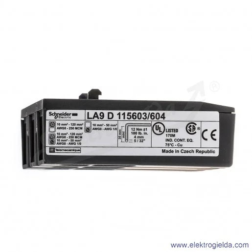 Przyłącze LA9D115603 3p do przewodów 120mm2 do stycznika LC1D115/150 Przyłącze LA9D115603 3p do przewodów 120mm2 do stycznika LC1D115/150