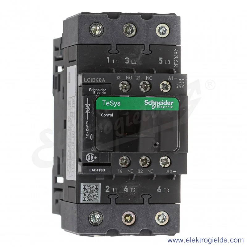 LC1D40ABD 1z+1r 18,5kW 60A Uc   24 VDC Stycznik zaciski śrubowe LC1D40ABD 1z+1r 18,5kW 60A Uc   24 VDC Stycznik zaciski śrubowe