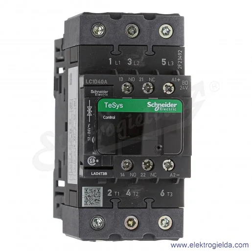 LC1D40ABD 1z+1r 18,5kW 60A Uc   24 VDC Stycznik zaciski śrubowe LC1D40ABD 1z+1r 18,5kW 60A Uc   24 VDC Stycznik zaciski śrubowe