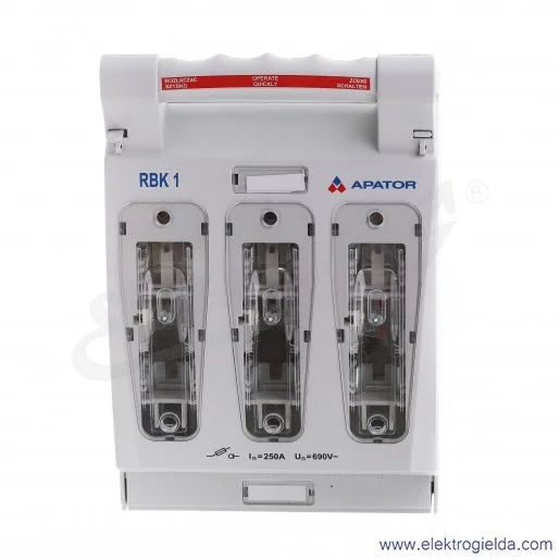 Rozłącznik izolacyjny 63-811784-081 RBK 1 pro 250A, VD-M Zaciski dolne - V-klema 35-300 mm2, zaciski górne typu (M) śrubowe do 1 Rozłącznik izolacyjny 63-811784-081 RBK 1 pro 250A, VD-M Zaciski dolne - V-klema 35-300 mm2, zaciski górne typu (M) śrubowe do 1