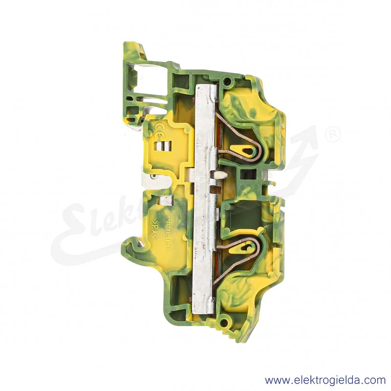 Złączka ZK10-PE przelotowa ochronna z zaciskami sprężynowymi 0,5-10mm2; szerokość 10mm; żółto-zielona Złączka ZK10-PE przelotowa ochronna z zaciskami sprężynowymi 0,5-10mm2; szerokość 10mm; żółto-zielona