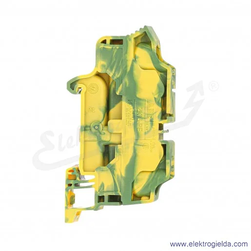 Złączka ZK16-PE przelotowa ochronna z zaciskami sprężynowymi 0,5-16mm2; szerokość 12mm; żółto-zielona Złączka ZK16-PE przelotowa ochronna z zaciskami sprężynowymi 0,5-16mm2; szerokość 12mm; żółto-zielona