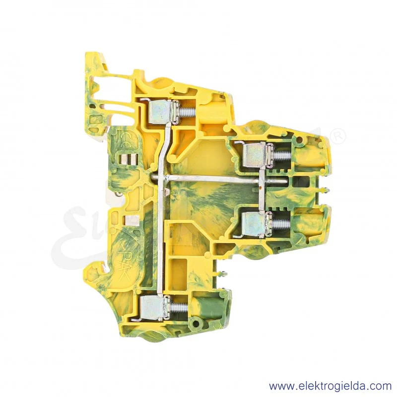 Złączka ZS6-D1-PE przelotowa ochronna 2-piętrowa z zaciskami śrubowymi 0,2-6mm2; szerokość 6mm; żółto-zielona Złączka ZS6-D1-PE przelotowa ochronna 2-piętrowa z zaciskami śrubowymi 0,2-6mm2; szerokość 6mm; żółto-zielona
