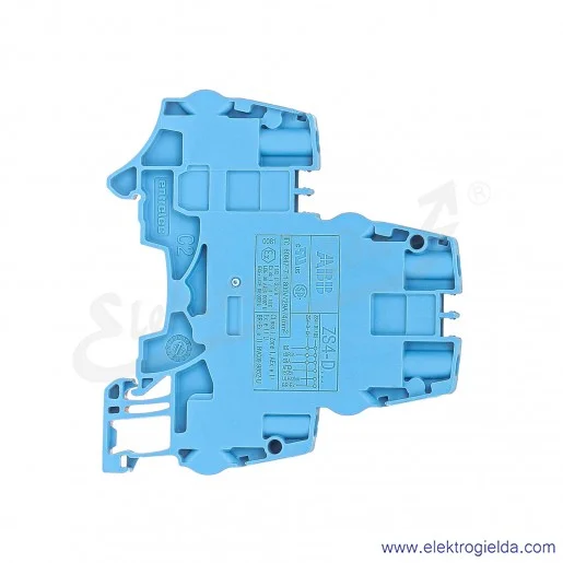 Złączka ZS4-D2-BL przelotowa 2-piętrowa z zaciskami śrubowymi 0,2-4mm2; szerokość 5mm; niebieska Złączka ZS4-D2-BL przelotowa 2-piętrowa z zaciskami śrubowymi 0,2-4mm2; szerokość 5mm; niebieska