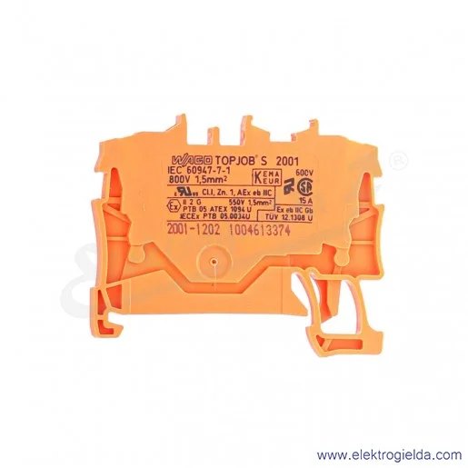 Złączka sprężynowa 2001-1202 1,5mm2 2-przewodowa, pomarańczowa TopJob S Złączka sprężynowa 2001-1202 1,5mm2 2-przewodowa, pomarańczowa TopJob S