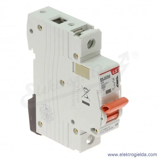 Wyłącznik nadprądowy BKN 1P, charakterystyka C, 4A Wyłącznik nadprądowy BKN 1P, charakterystyka C, 4A