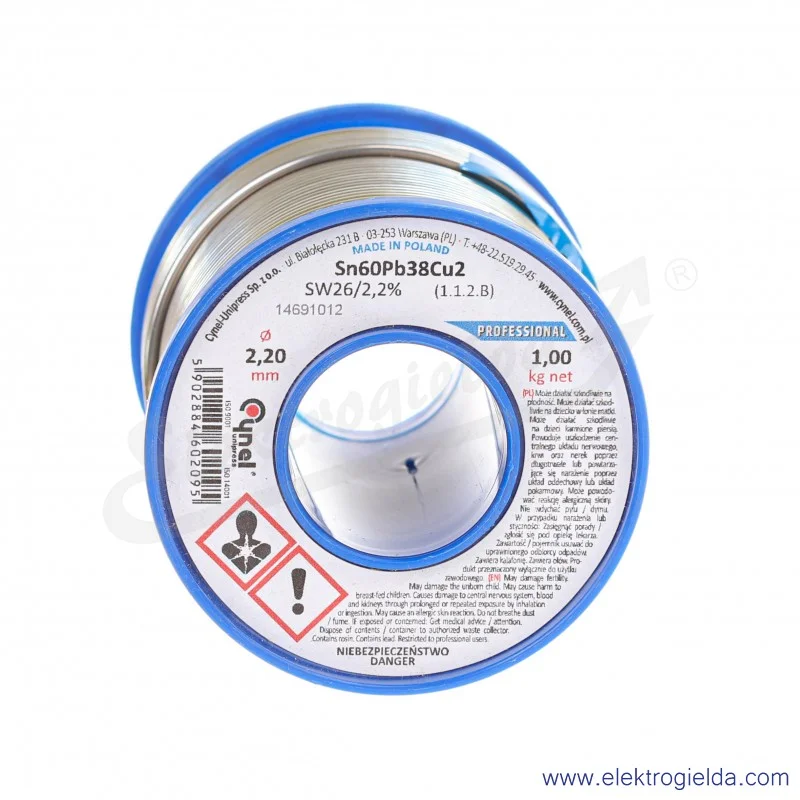 Spoiwo lutownicze LC60M2 średnica 2.2mm, 1kg Spoiwo lutownicze LC60M2 średnica 2.2mm, 1kg