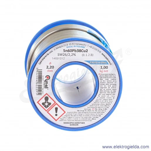 Spoiwo lutownicze LC60M2 średnica 2.2mm, 1kg Spoiwo lutownicze LC60M2 średnica 2.2mm, 1kg