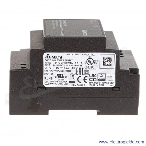 Zasilacz DRC-24V60W1AZ 24V/2.5A/60W, klasa II Zasilacz DRC-24V60W1AZ 24V/2.5A/60W, klasa II
