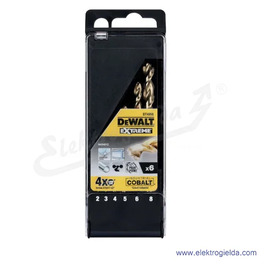 Zestaw wierteł DT4956-QZ 6 sztuk HSS E COBALT do metalu, rozmiary : 2, 3, 4, 5, 6, 8mm Zestaw wierteł DT4956-QZ 6 sztuk HSS E COBALT do metalu, rozmiary : 2, 3, 4, 5, 6, 8mm