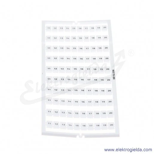 793-5503 11...20 (x10), nadruk poziomy, szerokość 5-5,2mm do złączek 2002-xxxx Tabliczka z oznacznikami WMB 793-5503 11...20 (x10), nadruk poziomy, szerokość 5-5,2mm do złączek 2002-xxxx Tabliczka z oznacznikami WMB