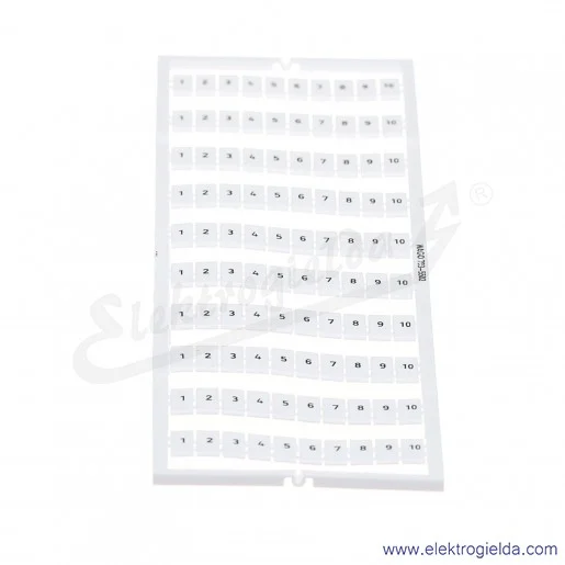793-5502 1...10 (x10), nadruk poziomy, szerokość 5-5,2mm do złączek 2002-xxxx Tabliczka z oznacznikami WMB 793-5502 1...10 (x10), nadruk poziomy, szerokość 5-5,2mm do złączek 2002-xxxx Tabliczka z oznacznikami WMB