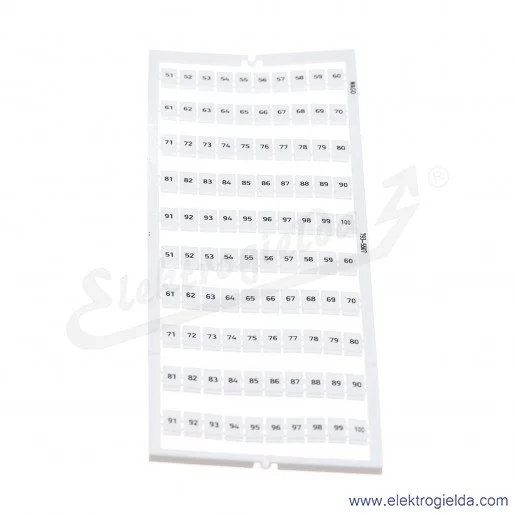 793-5507 51...100 (x2), nadruk poziomy, szerokość 5-5,2mm do złączek 2002-xxxx Tabliczka z oznacznikami WMB 793-5507 51...100 (x2), nadruk poziomy, szerokość 5-5,2mm do złączek 2002-xxxx Tabliczka z oznacznikami WMB
